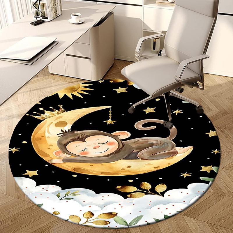 1PC Monkey Clouds Non-Slip Floor Round carpet, Office, family, bedroom, Large Area Rug Indoor Rugs, Durable PolyesterH0366