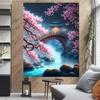 Японская вишня в цвету 5D DIY алмазная живопись водопад храм пейзаж полная алмазная мозаика вышивка крестиком