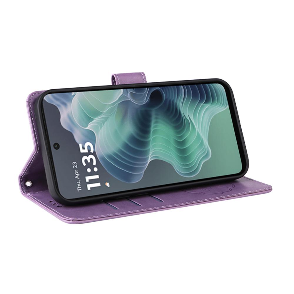Чехол для Motorola Moto G35 5G с тиснением в виде бабочек и цветов, кошелек-подставка, кожаная обложка для телефона