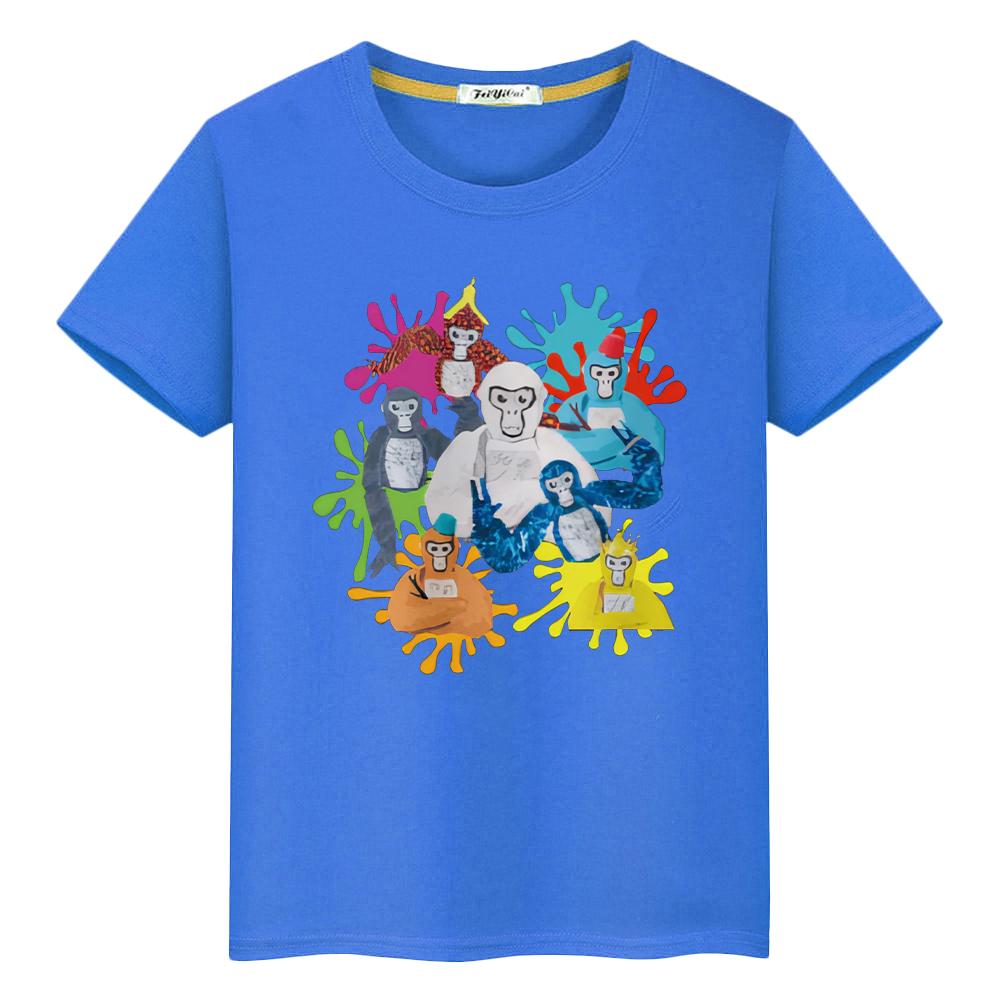 Футболка с принтом гориллы Kawaii для детей, мальчиков 10 лет, 100% хлопок, аниме-топы, мультяшные короткие футболки с принтом гордости, одежда для девочек 2000 года