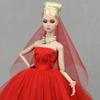 With Veil Doll Wedding Dress Solid Color Doll Bridal Clothes Doll Dress Costume  1/6 BJD Doll