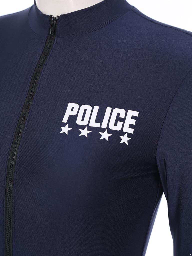 Женский полицейский комбинезон с молнией спереди, длинными рукавами и принтом, с поясом и кошельком, костюм для косплея