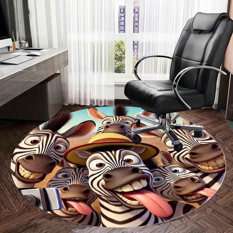 1pc Office Carpet Chair Mats Selfie with Zebras Perfect for Decorating Office Chairs, Living Rooms, Or Bedrooms.YDT117