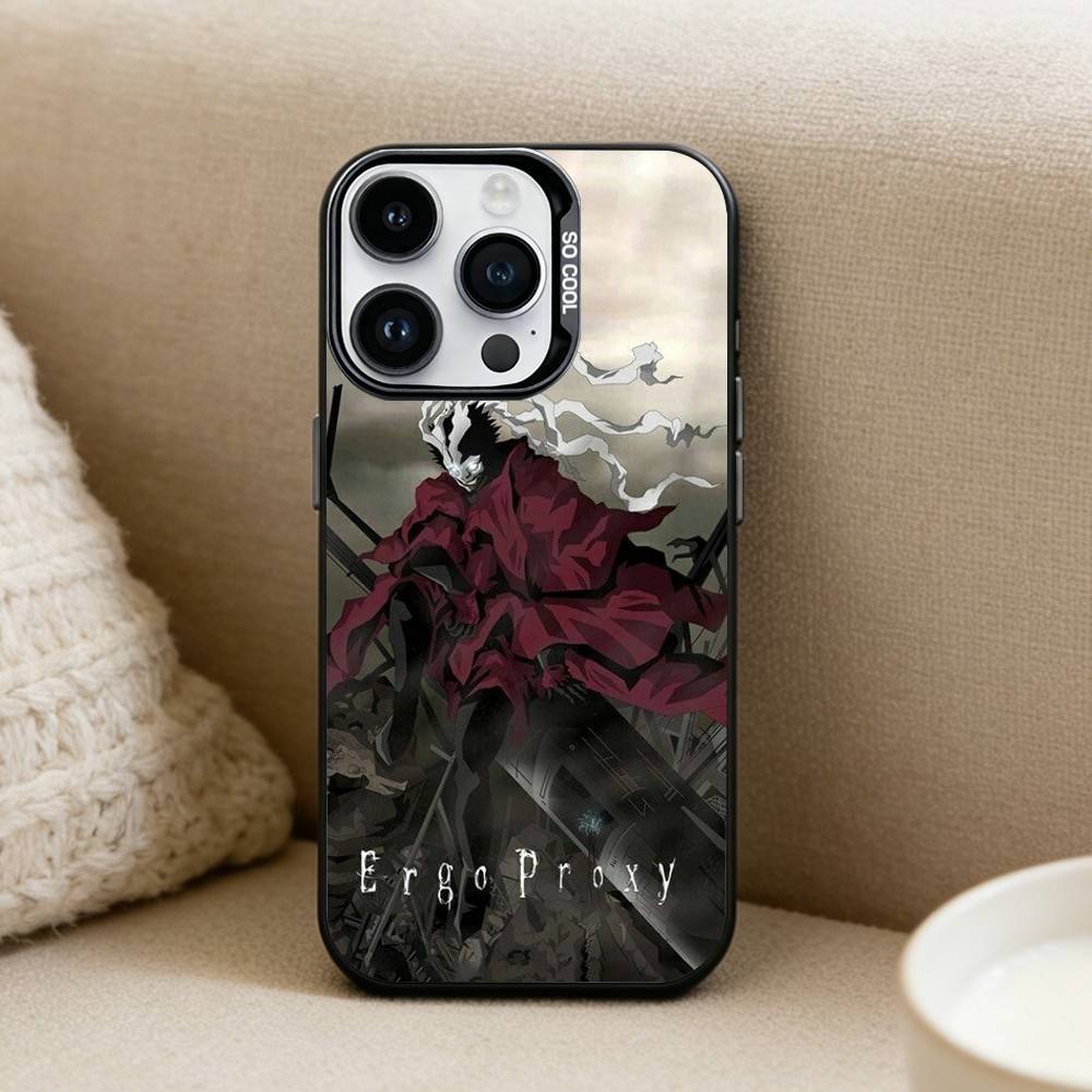 Аниме E-ergo P-Proxy Чехол для телефона для iPhone 16,15,14,13,12,17,Pro,MAX Черный Матовый Ударопрочный Чехол