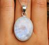 Natural Moonstone Pendant, Sterling Silver Crystal Necklace for Women, Gift for Her