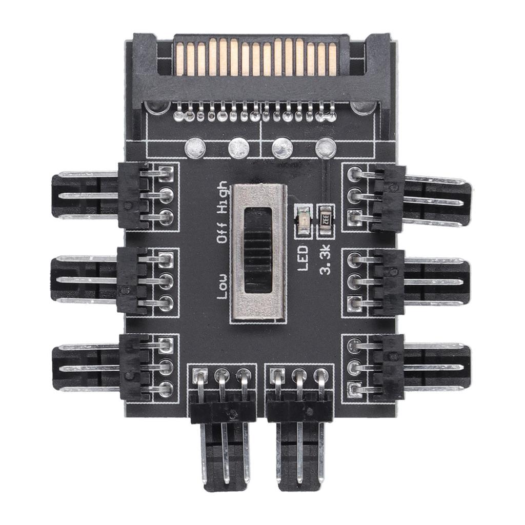 Computer Fan Hub Splitter 8‑Way Speed Controller 3 Pin Extension Cable SATA Interface
