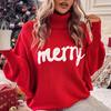 Autumn and Winter Loose Bat Sleeve Knitted Top Christmas High Collar Women's Sweaters