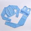 New European & American Women's Quick-Dry Yoga Set: Long Sleeve Top, Sport Vest, Tight Pants.