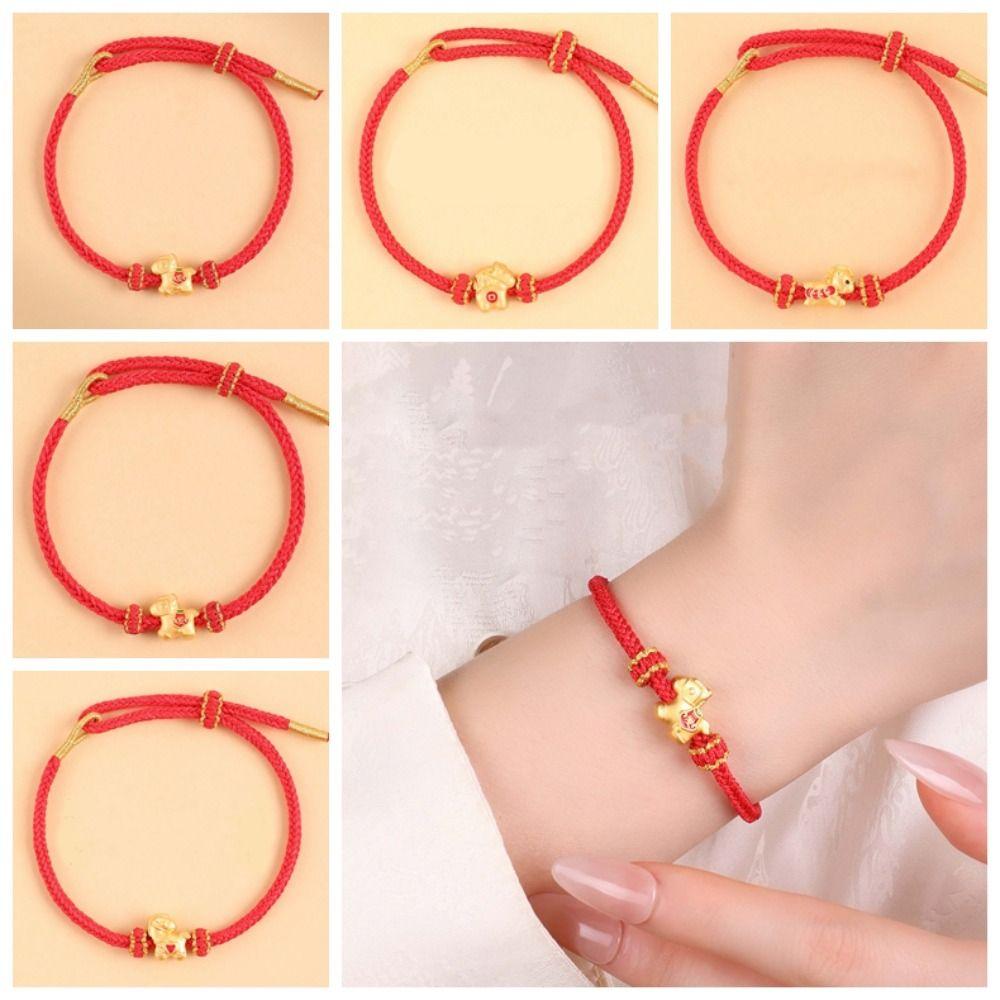 Blessing Horse Bead Bracelet Chinese Style Red Rope Bracelet Lucky Pony Fortune Bracelet  Girls