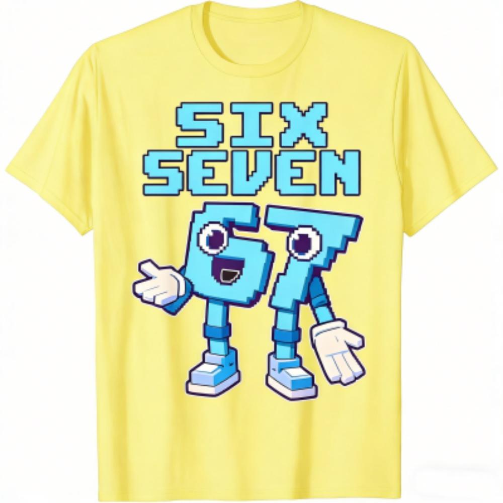 Summer Fashion Cartoon 67 Print Men's T-Shirts Summer Street Short-Sleeve Outdoor Casual Clothing for Men's and Women's Tees Top