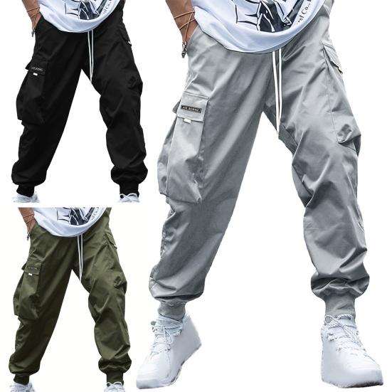 Мужские брюки-карго с несколькими карманами и эластичной резинкой на талии, свободные повязки на щиколотке, мягкие дышащие брюки с глубоким промежутком в стиле хип-хоп, уличная одежда, повседневные брюки