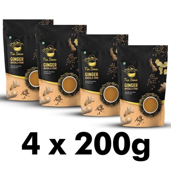 Tea Sense Ginger Masala Chai|800 Gram|Spicy & Healthy Blend |Assam Ctc,Dried Ginger,Black Pepper|Aromatic And Strong Flavour|Chaipatti,Tea Powder
