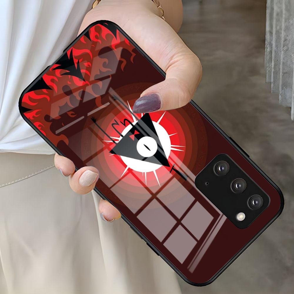 Мультяшный G-gravity Ретро F-falls Чехол для телефона Для Samsung S26 S25 S24 FE S23 S22 S21 Plus S20 Ultra Note20Ultra Черная стеклянная крышка