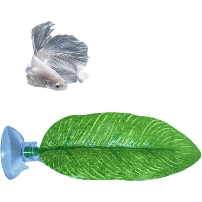 DOBA No Wire Betta Bed Leaf Hammock, Silk Betta Fish Leaf Hammocks Pad Lounger Toys Lightweight and Realistic Fish Hideout Plastic Aquarium Plants