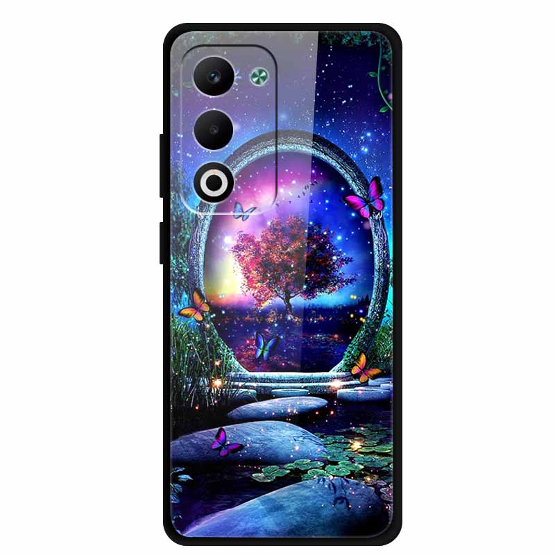 Glass Back Cover For Oppo A5 5G 2025 Phone Case 6.67" Hard Tempered Glass Case For Oppo A5i Pro 4G Case A5iPro Soft Bumper Shell
