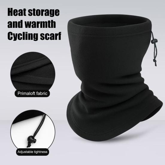Fleece Neckerchief Scarf Solid Color Adjustable Drawstring Warm Polar Fleece Riding Face Guard Cold Weather Scarf