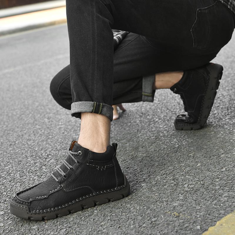 39-48 Мужская повседневная обувь среднего размера, уличная кожаная обувь, туфли большого размера на плоской подошве ручной работы