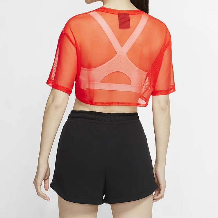 Nike Crop Tops Women's Team Orange/Black Crew Neck Thin CJ2703-891