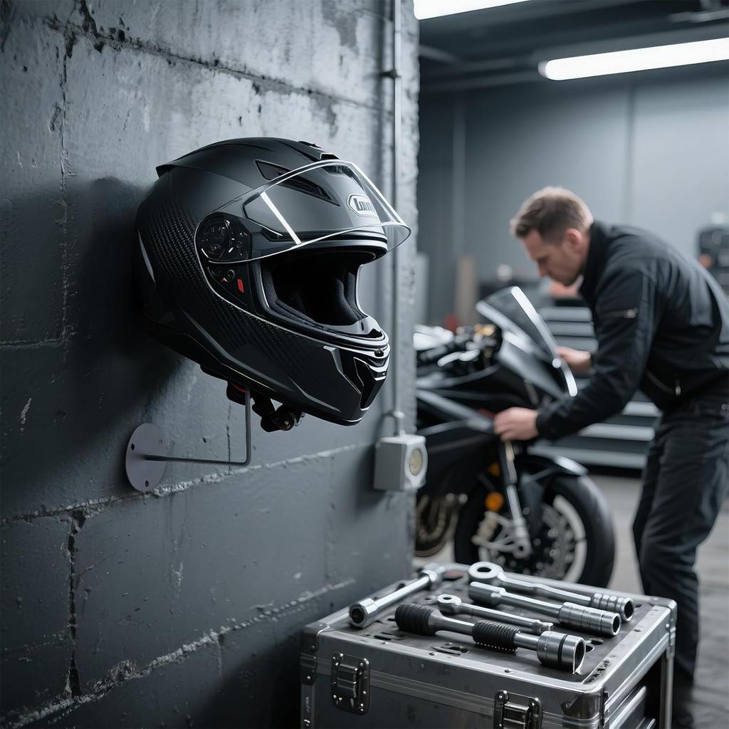 Настенное крепление для шлема - 4 шт. Металлический держатель для мотоциклетного шлема, Прочное стальное настенное крепление для мотоэкипировки, шляп, курток, Компактное гаражное хранение и