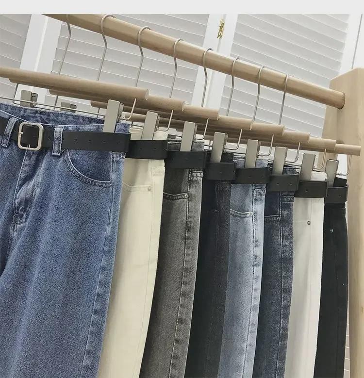 Женские джинсы с высокой талией в стиле ретро — осень 2021 г., корейский стиль, свободный облегающий крой, брюки-шаровары цвета моркови с девятью точками