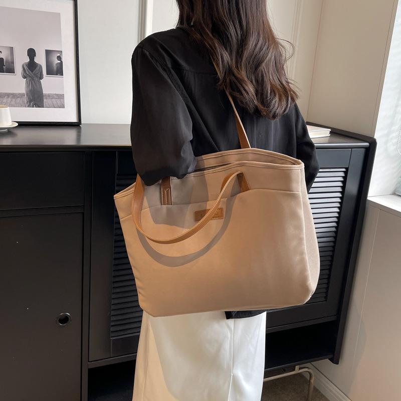 Женская минималистичная большая сумка-тоут - многосекционная наплечная сумка, новый летний холст для поездок на работу
