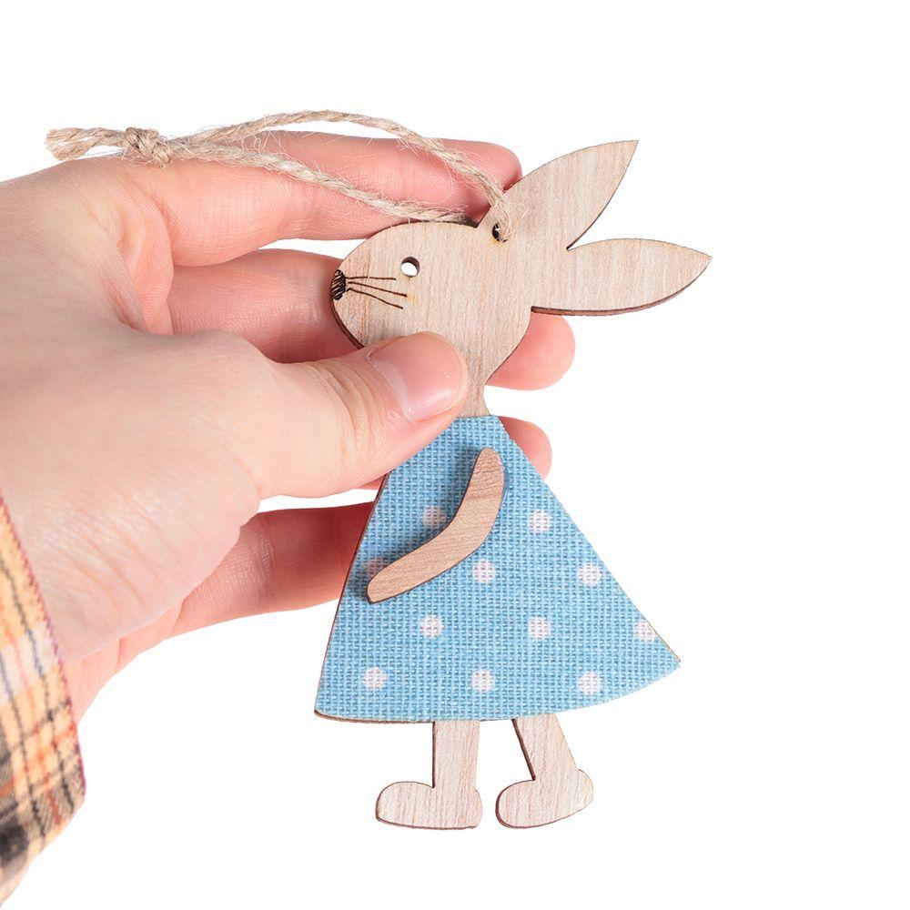 3PCS Natural Home Decorations Party Supplies Wood Crafts Cute Bunny Easter Rabbit Easter Ornaments