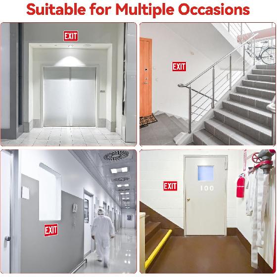 (2 Pack) Exit Signs, Aluminum Exit Sign with Red Background, Exit Signs for Door and Wall Mount - High Visibility Reflective Safety Sign, Easy to