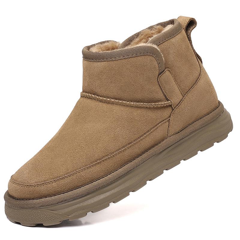 Мужские низкие зимние ботинки и мех интегрированные зимние теплые утолщенные мужские хлопковые ботинки