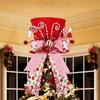 Classic Christmas Tree Top Hat Decoration - 1Pc with Candy Bar & Bow Ribbon Ideal for Christmas Tree Adornment & Table Decor