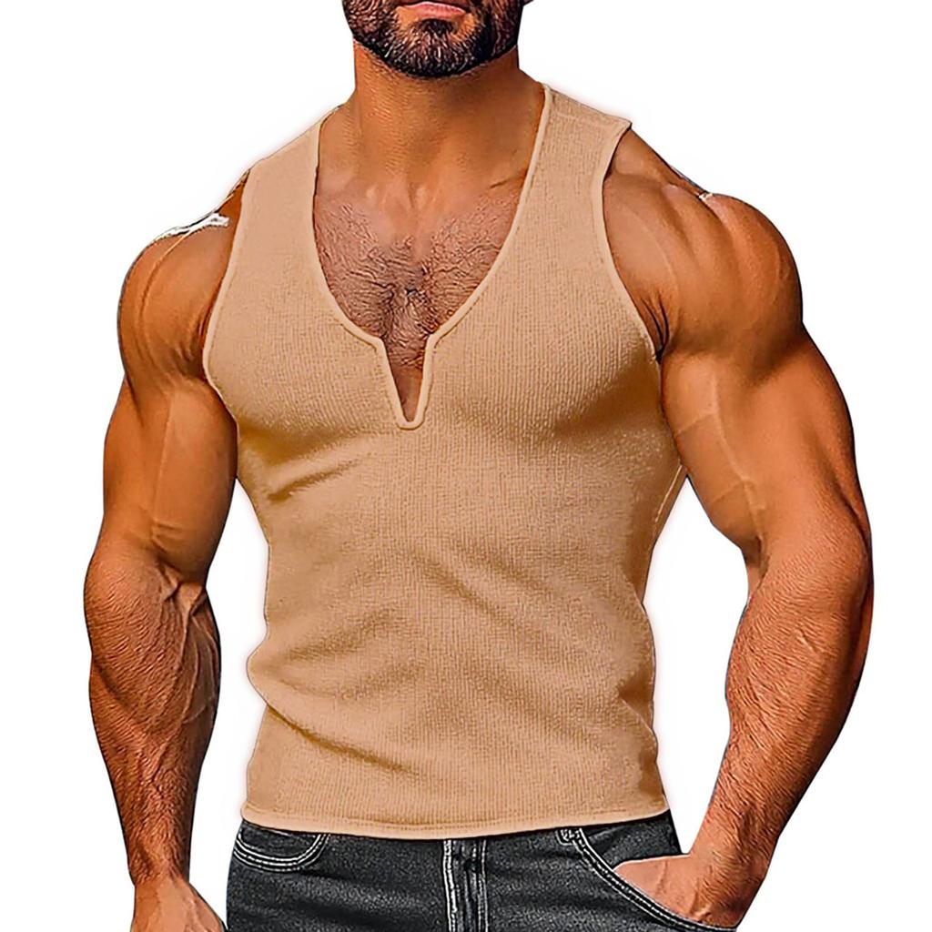 Men  V-Neck  Leisure  Sleeveless  Vest