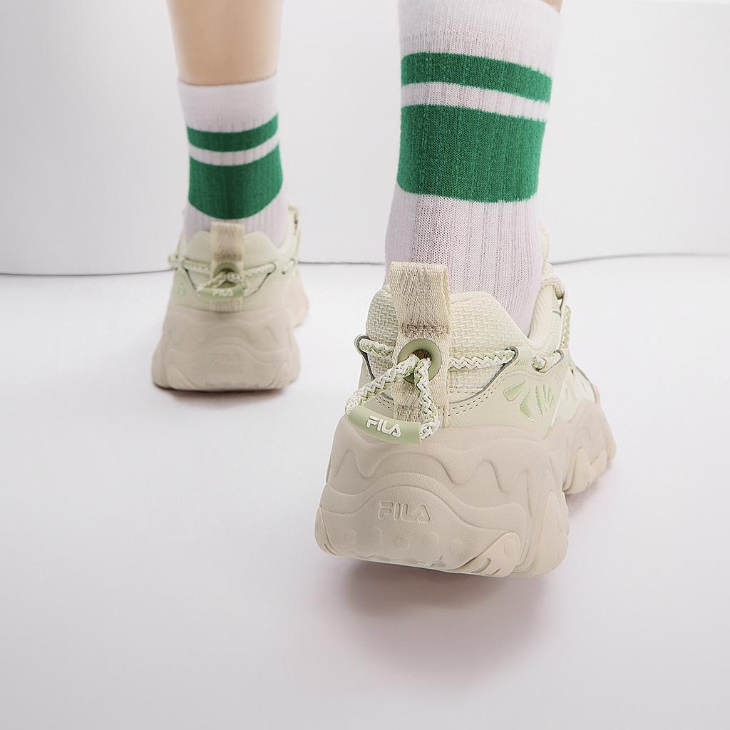 Fila Fluid 5 Обувь с кошачьими лапками 5.0 Простая универсальная низкая повседневная обувь Женские кроссовки Молочно-белый Фисташково-желтый F12W432101FAP