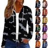 Women's Fashion Casual Zip Up Hooded Halloween Print Long Sleeve Sweatshirts Coat