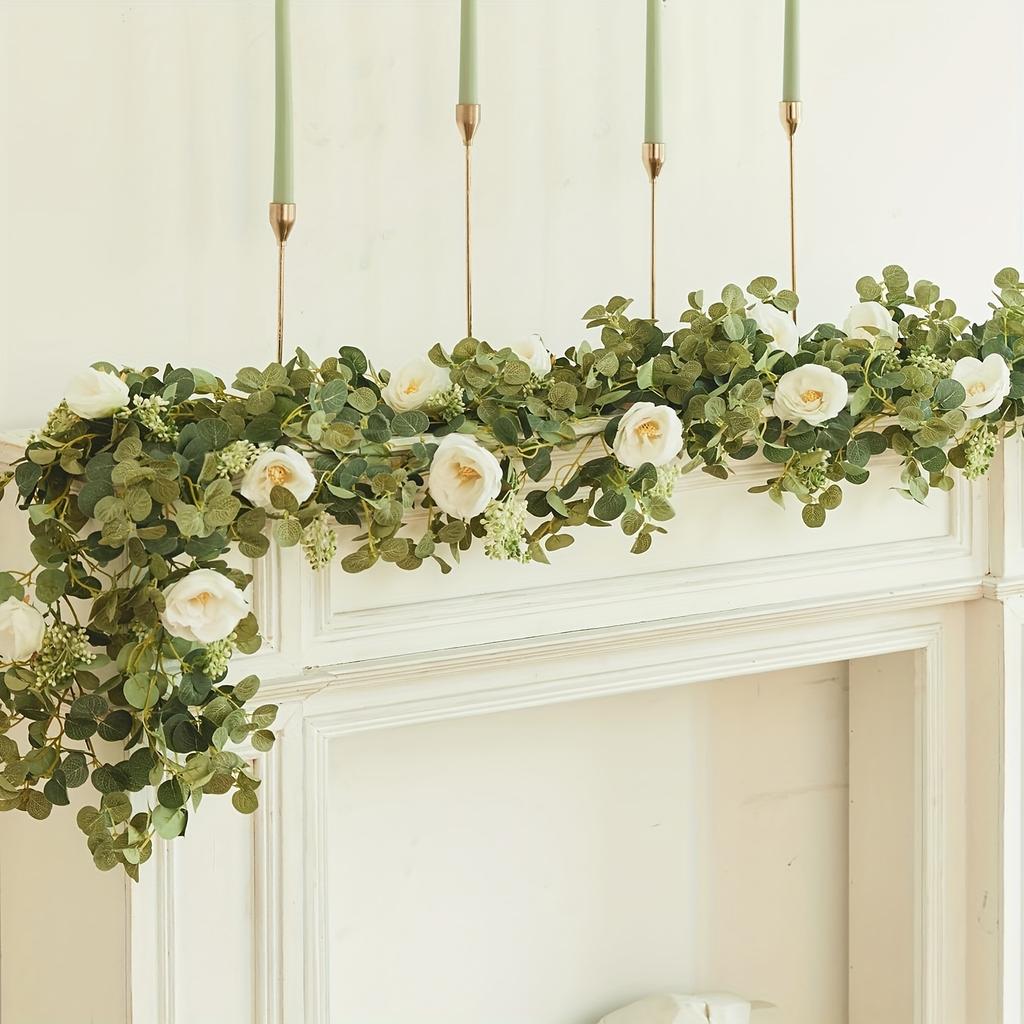 Искусственная эвкалиптовая гирлянда из ротанга, зелень, подвесная ротанговая гирлянда, свадьба, день рождения, вечеринка, домашний фон, украшение своими руками, аксессуары