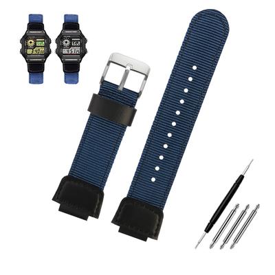 Классический 18-миллиметровый нейлоновый ремешок для часов Casio AE1200wh 1300 SGW-300H 400 500 F91W F84 AEQ-110W мужской холщовый нейлоновый ремешок для часов с приподнятым ремешком