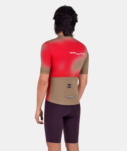 Мужская веломайка Santini SPOT, летний стиль, двухкомпонентная ткань, задний карман, красно-коричневый (Размер 3XL), 5S94075CSPOT [Оригинал]