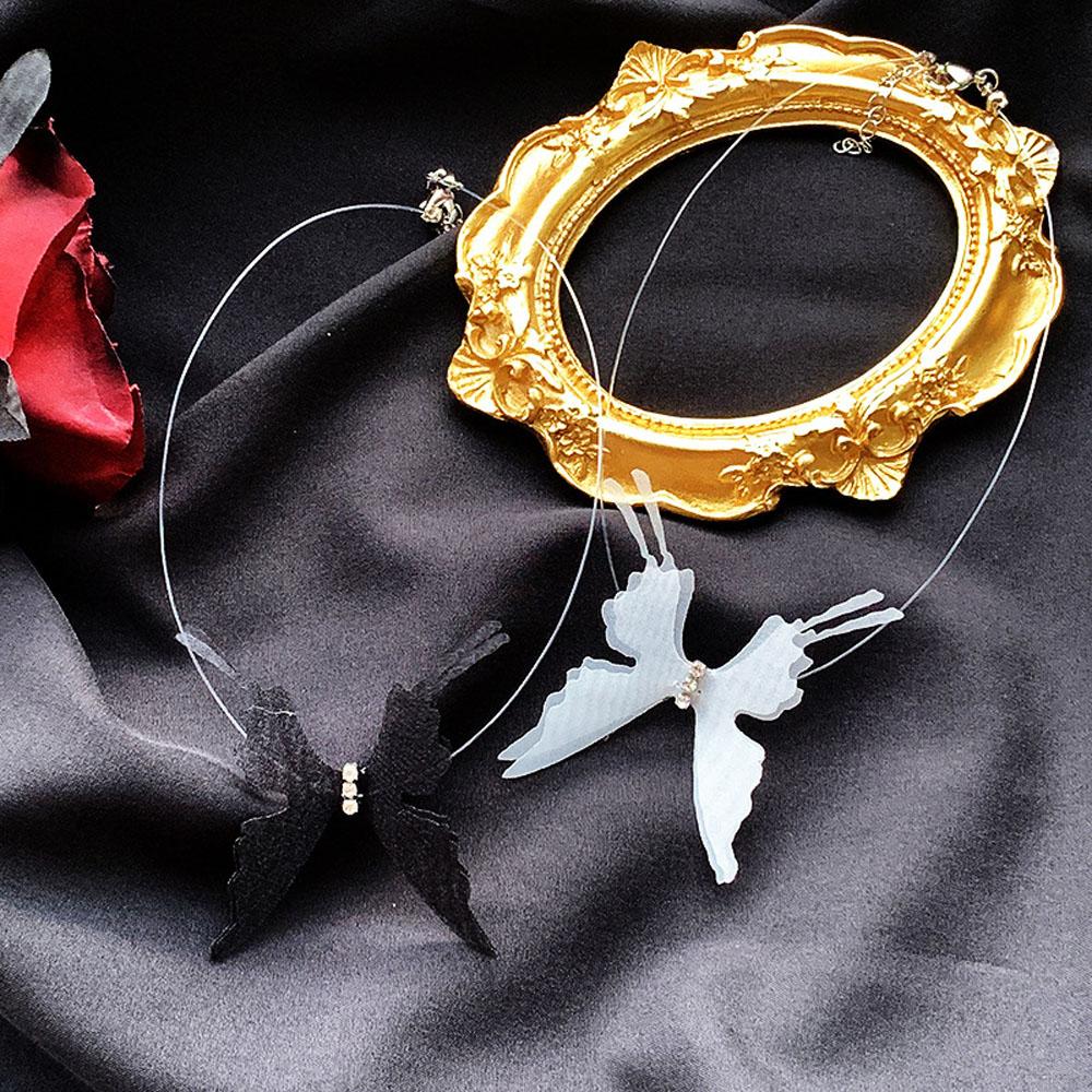 Sexy Fashion Accessories Trendy Club White Black Lace Women Choker Butterfly Necklace Party Jewelry