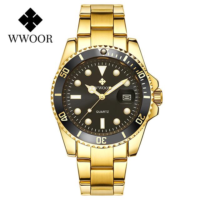 WWOOR Man's Watches Luxury Full Steel Waterproof Automatic Date Watch Men Quartz Diving Sports Wristwatch Relogio Masculino