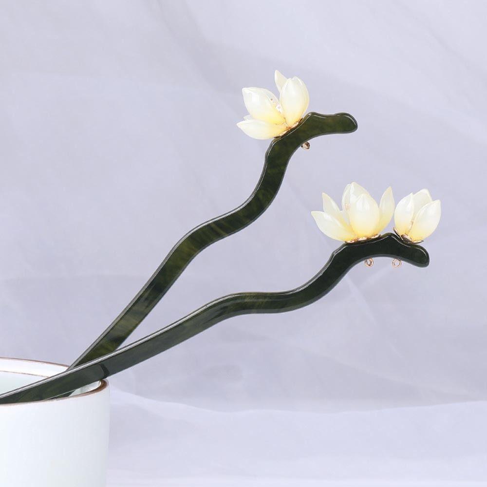 Палочки для волос из ацетата с цветком, корейские заколки Hanfu, женские палочки для волос, китайская вилка для волос, деревянная заколка для волос