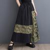 Черное хлопковое кружево больших размеров, винтажная летняя повседневная свободная длинная юбка с высокой талией для женщин, женская юбка
