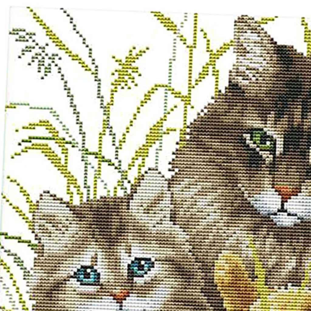 Needlework Crafts Stamped Stitch Pre-printed Cat Pattern DIY Gifts - 14CT 34x34cm