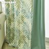 1PC Summer Curtains Green Curtain Printed Leaves Blackout for Seaview Room French Window NAPEARL