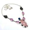 Rose Quartz Pink Chalcedony Gemstone 925 Silver Plated Jewelry Necklace 18"