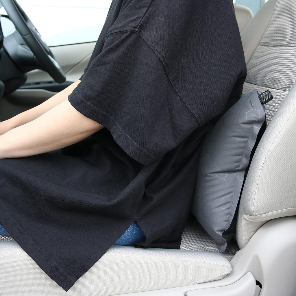 KAKURI Inflator Pillow, Suede Style, 12cm Thick, Outdoor, Camping, Sleeping In the Car, Automatic Inflation, Compact, Storage Bag Included,