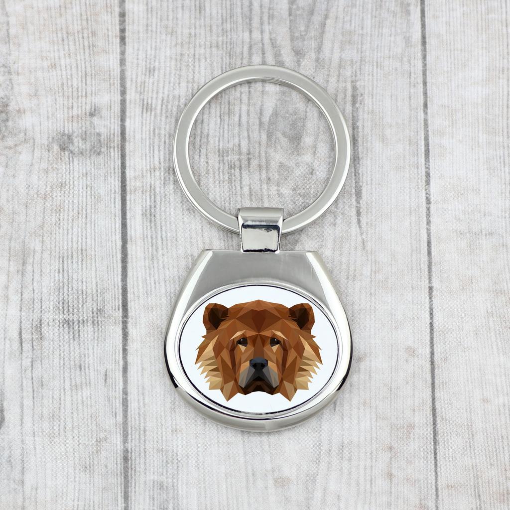 Chow Chow - Geometric Keychain with a Photo and the Inscription Art-Dog