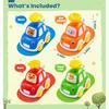 Машинки «Нажми и поедь» для малышей 1-3 лет, 4 штуки, Игрушки-машинки с животными для мальчика 1-2 лет, Игрушки с фрикционным механизмом «Толкни и поедь» для младенцев 6-9-12-18 месяцев,
