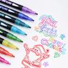 Dual-Tip Metallic Outline Pens Fluorescent Marker with Colorful Borders Smooth Tip Highlighters for Cards Crafts & Notes