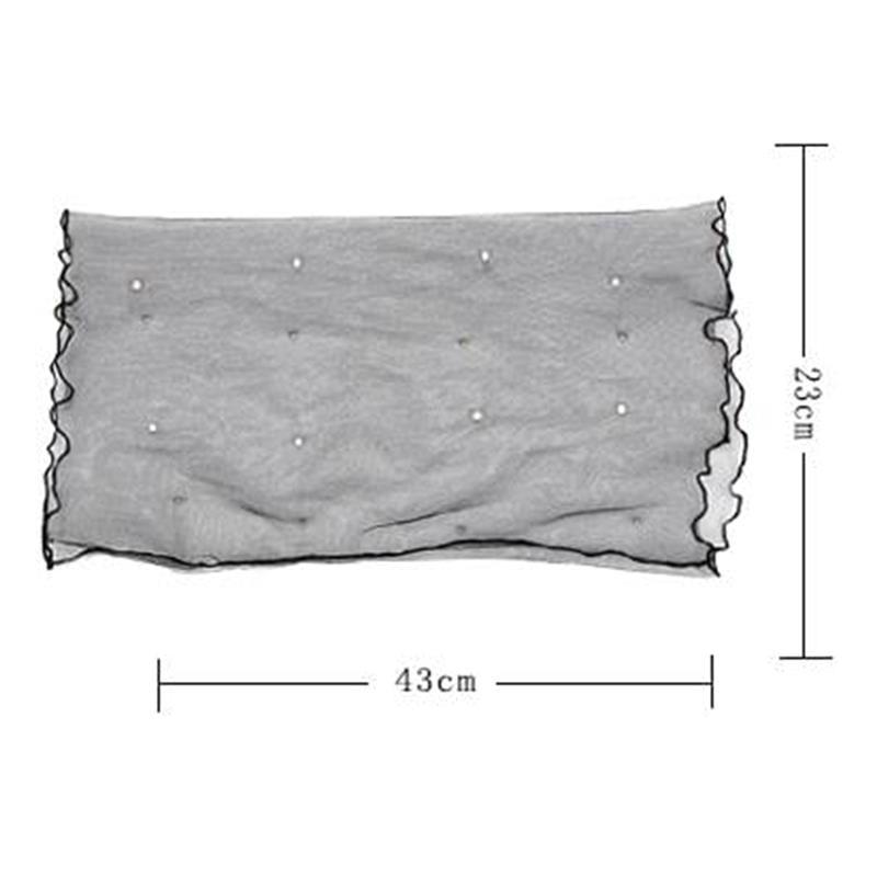 1pc Elegant Transparent Women Ladies Scarf Fake Pearl Decor Mesh Necklace Scarf Circle Scarf For Autumn Clothing Accessories