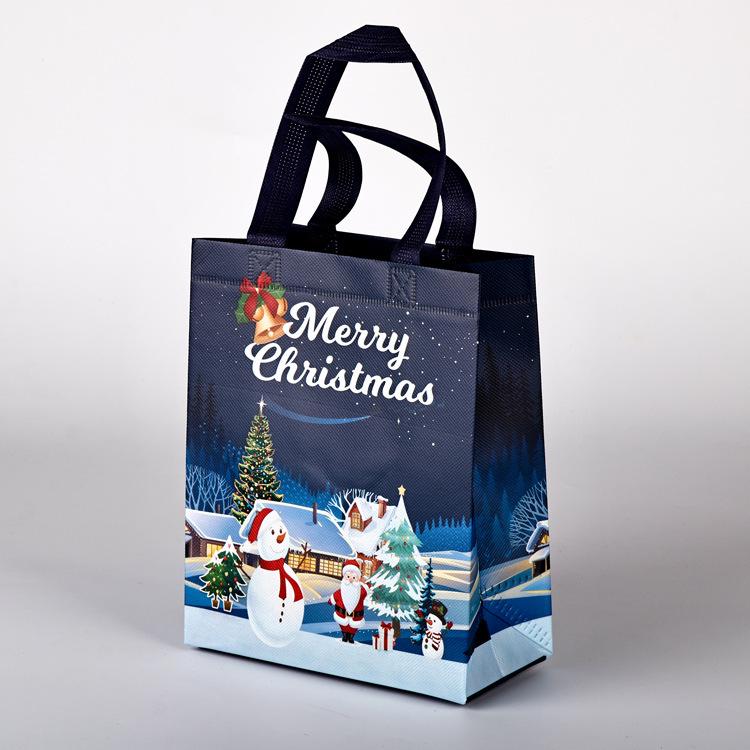 В наличии Большая мультяшная рождественская нетканая сумка-тоут 2024 - Праздничная подарочная сумка большой вместимости для покупок в канун Рождества