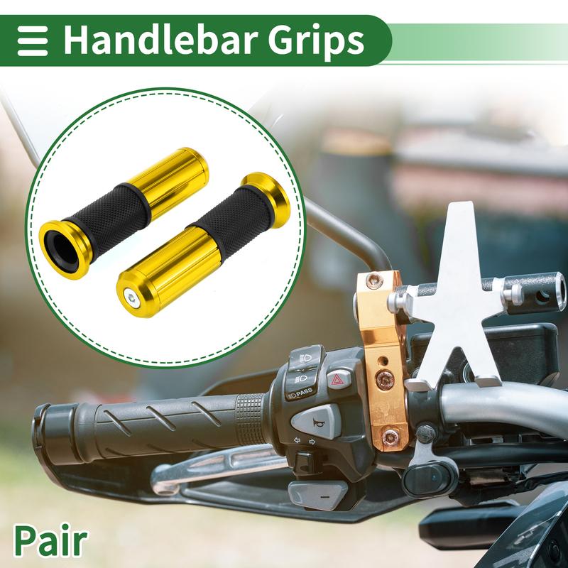Motoforti Motorcycle Hand Grips Cover Rubber Aluminum Alloy Handlebar Grips for Motorbike Scooter 1 Pair Universal