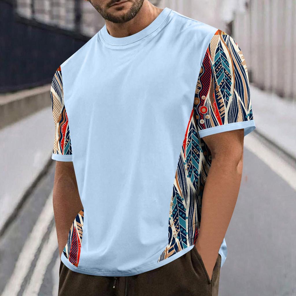 Летняя мужская популярная футболка с круглым вырезом и коротким рукавом с принтом